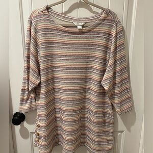 CJ Banks Pastel Striped 3/4 Sleeve Knit Tunic